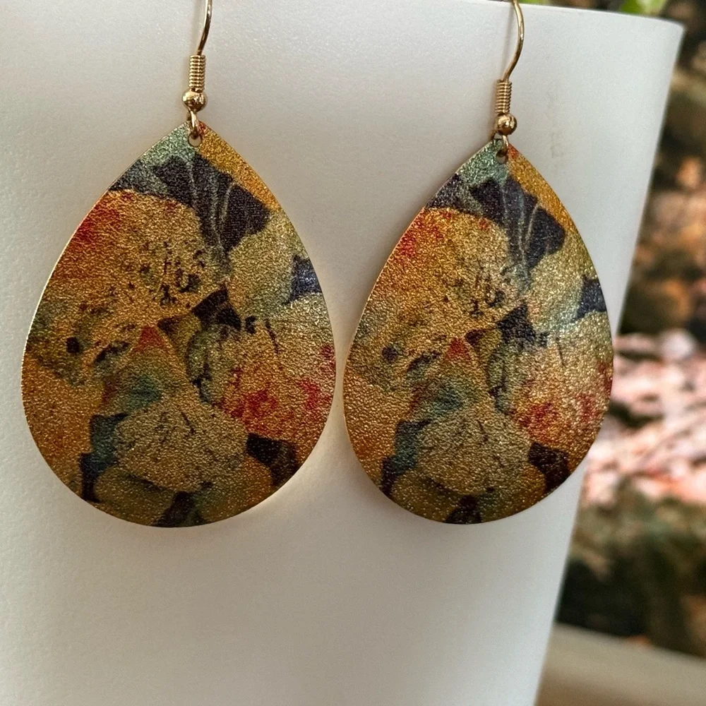 Metallic Teardrop Earrings Gold Multicolor - Picture 2 of 5